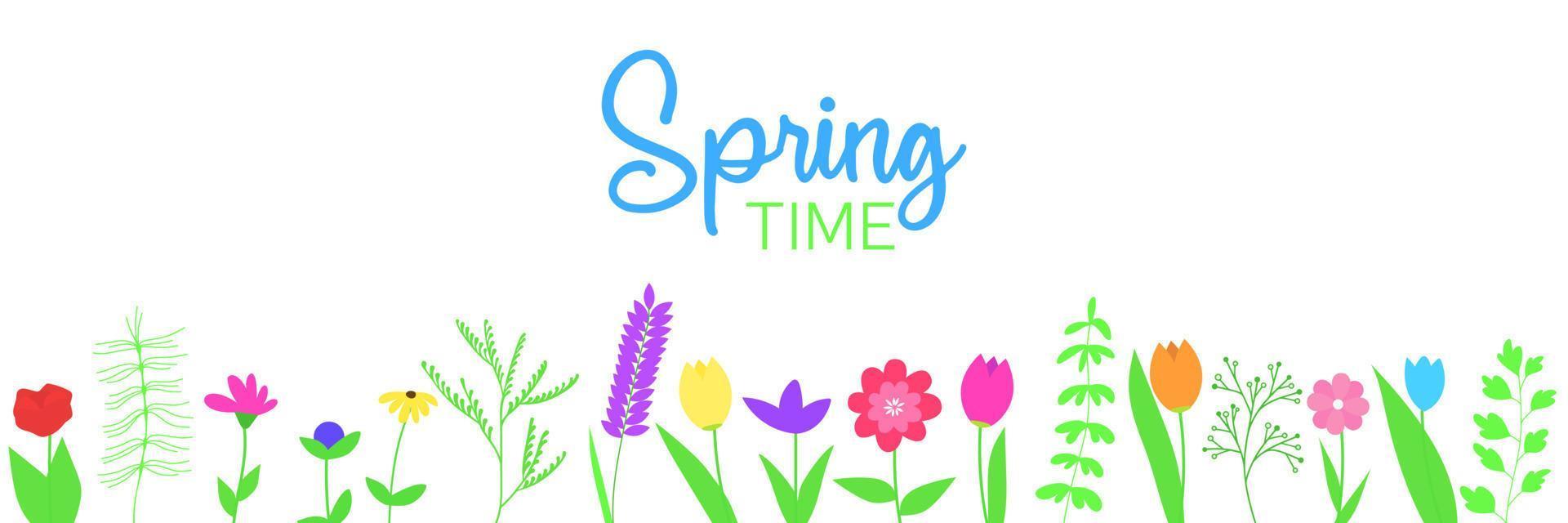 voorjaar banier met bloem en belettering tekst. vector illustratie.