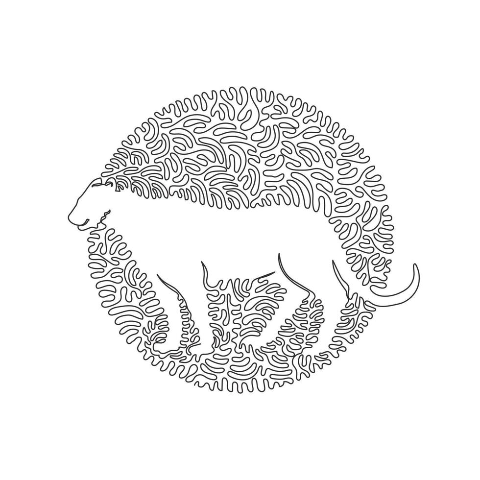 doorlopend een kromme lijn tekening van grappig Jachtluipaard abstract kunst in cirkel. single lijn bewerkbare beroerte vector illustratie van gruwelijk Jachtluipaard voor logo, muur decor en poster afdrukken decoratie
