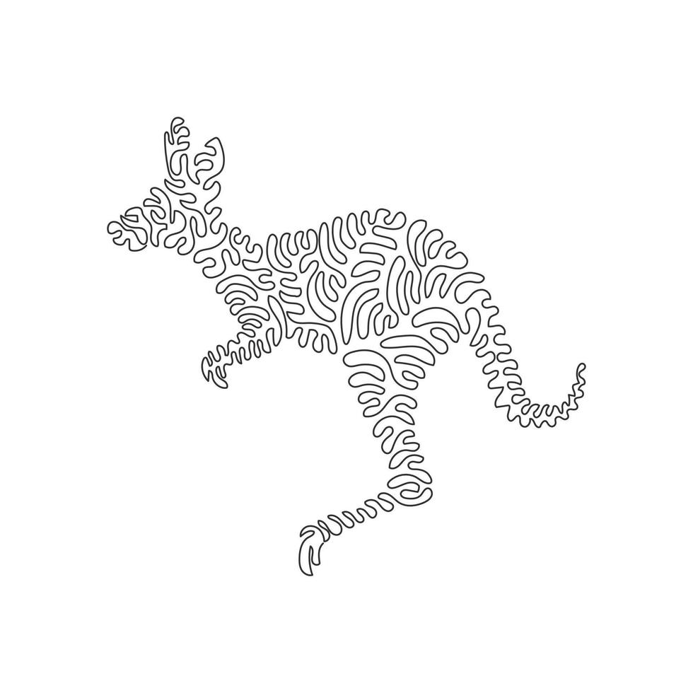single gekruld een lijn tekening van gespierd kangoeroe abstract kunst. doorlopend lijn trek grafisch ontwerp vector illustratie van kangoeroe groot voeten en een lang staart voor icoon, symbool, logo, poster muur decor