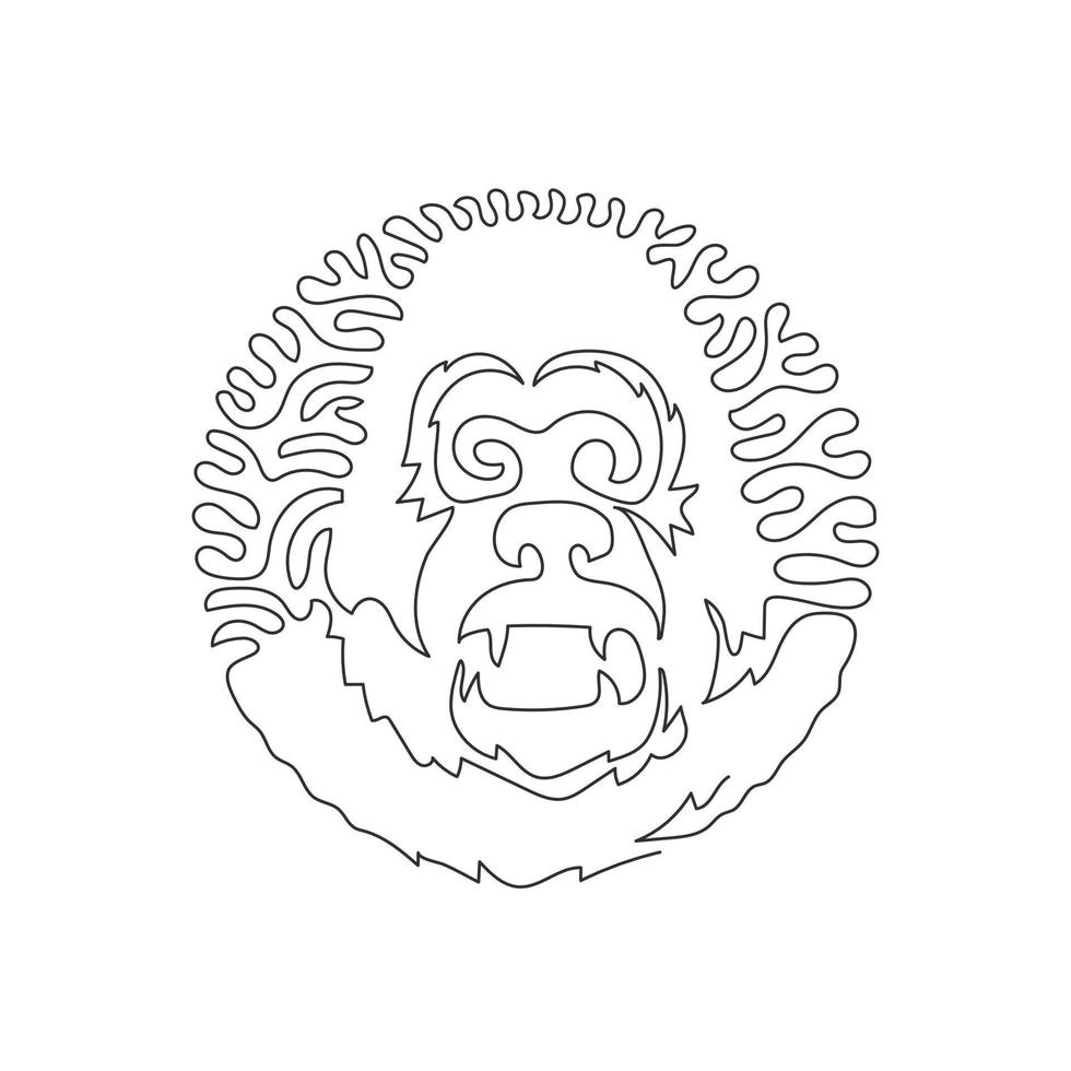 doorlopend kromme een lijn tekening kunst. gorilla's zijn gedrongen dieren. doorlopend lijn tekening grafisch ontwerp vector illustratie grootste van de aap dier voor icoon, symbool, bedrijf logo, boho muur kunst