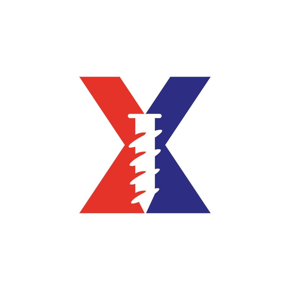 brief X schroef logo sjabloon voor bouw ijzerhandelaar symbool ontwerp vector