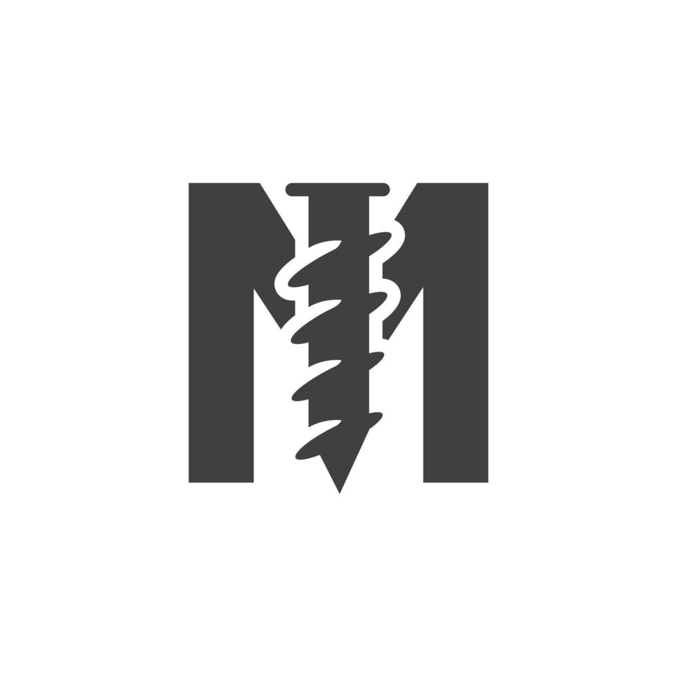 brief m schroef logo sjabloon voor bouw ijzerhandelaar symbool ontwerp vector