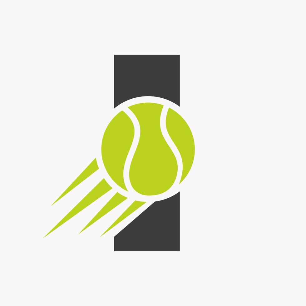 eerste brief ik tennis logo concept met in beweging tennis bal icoon. tennis sport- logotype symbool vector sjabloon