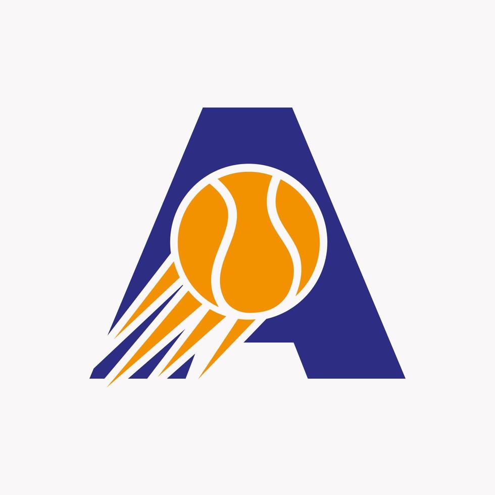 eerste brief een tennis logo concept met in beweging tennis bal icoon. tennis sport- logotype symbool vector sjabloon