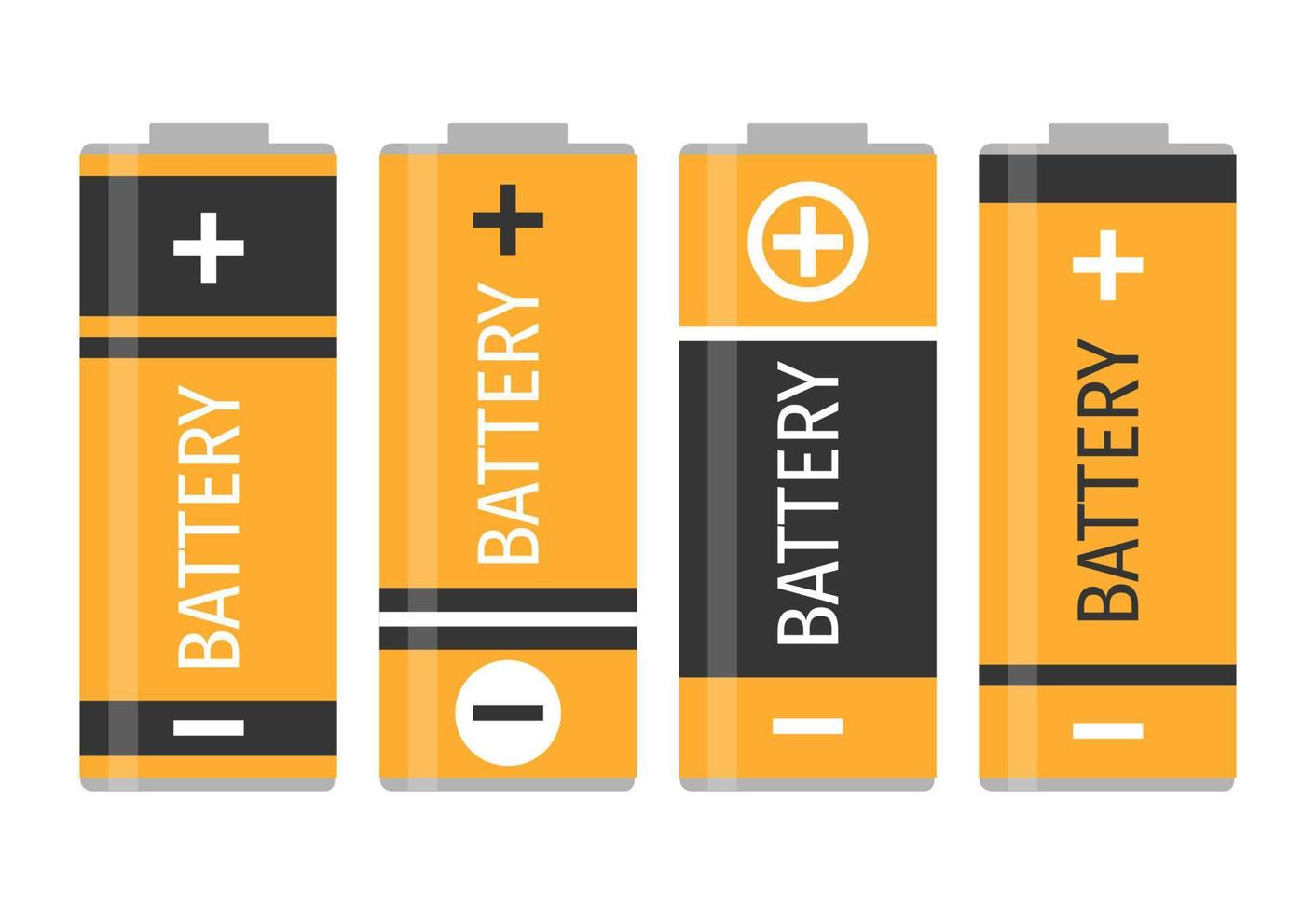 een reeks van vier geel batterijen. vector illustratie