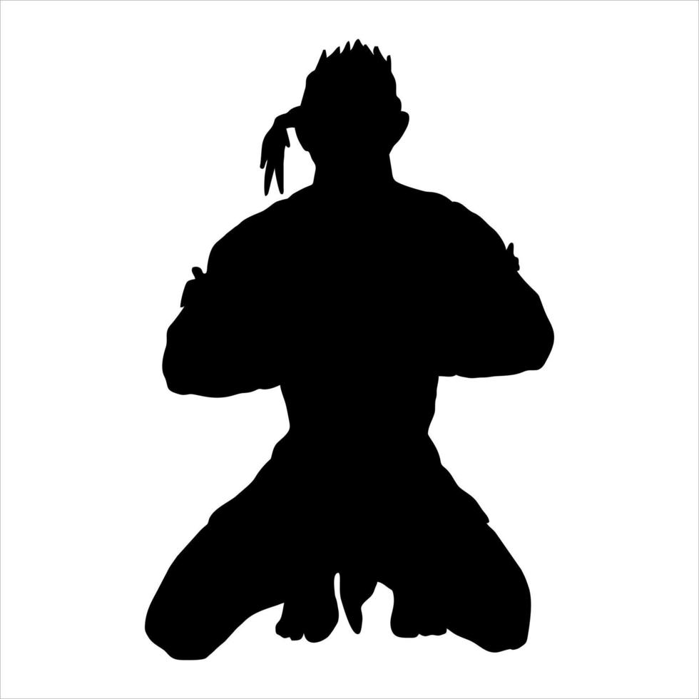 illustratie van silhouet vechter silat karate muaythai vector