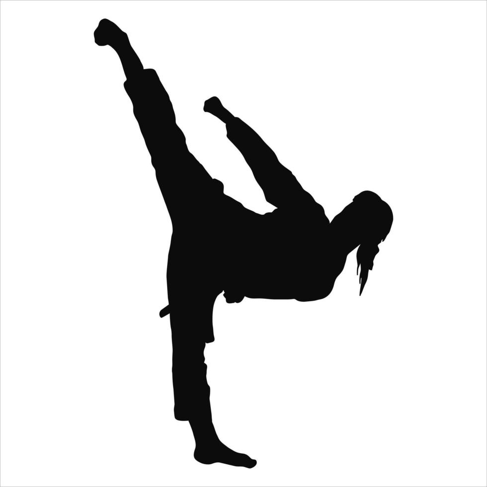 illustratie van silhouet vechter silat karate muaythai vector