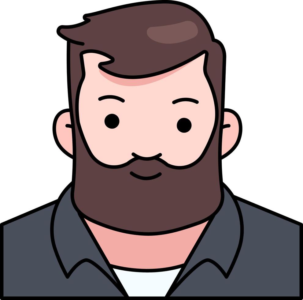boer Mens jongen avatar gebruiker persoon mensen baard arbeid gekleurde schets stijl vector