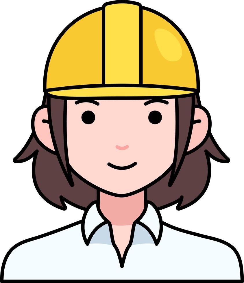 bouwkunde vrouw meisje avatar gebruiker persoon arbeid veiligheid helm gekleurde schets stijl vector