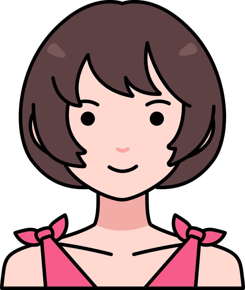 schattig vrouw meisje avatar gebruiker persoon mensen kort haar- gekleurde schets stijl vector