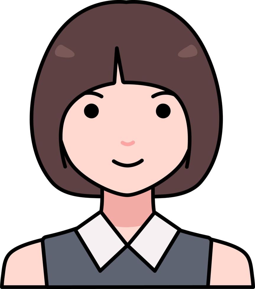 vrouw meisje avatar gebruiker persoon mensen bob kort haar- gekleurde schets stijl vector