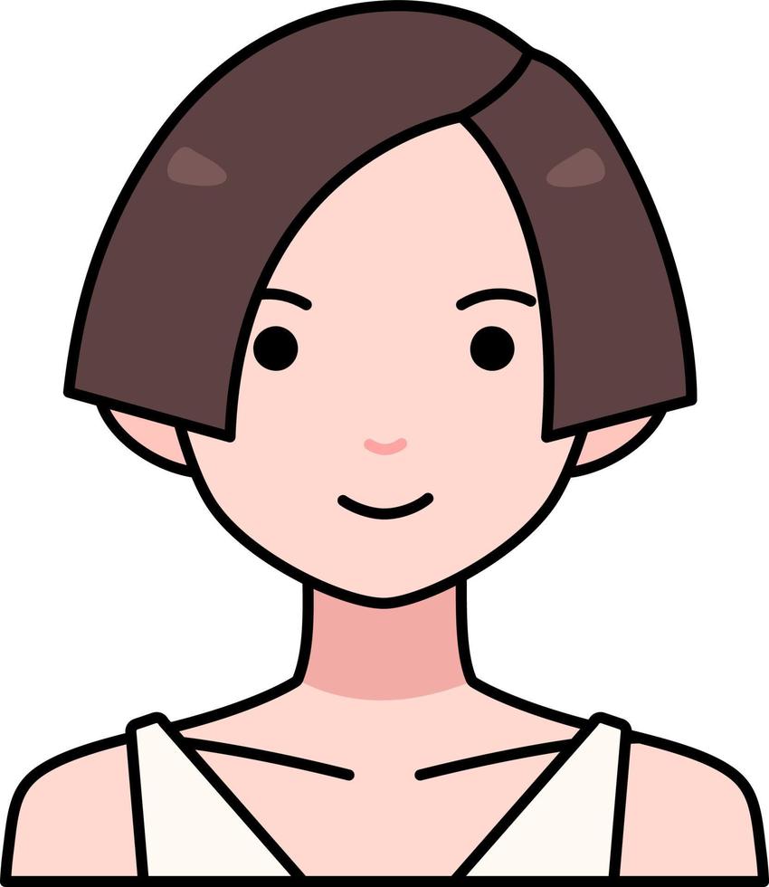 vrouw meisje avatar gebruiker persoon besnoeiing bob kort haar- gekleurde schets stijl vector