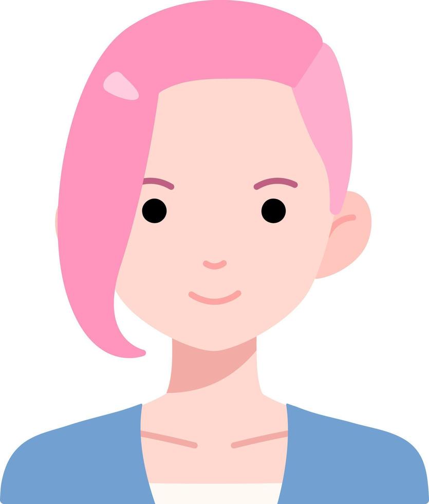 avatar gebruiker vrouw meisje persoon mensen roze punk- haar- vlak stijl vector