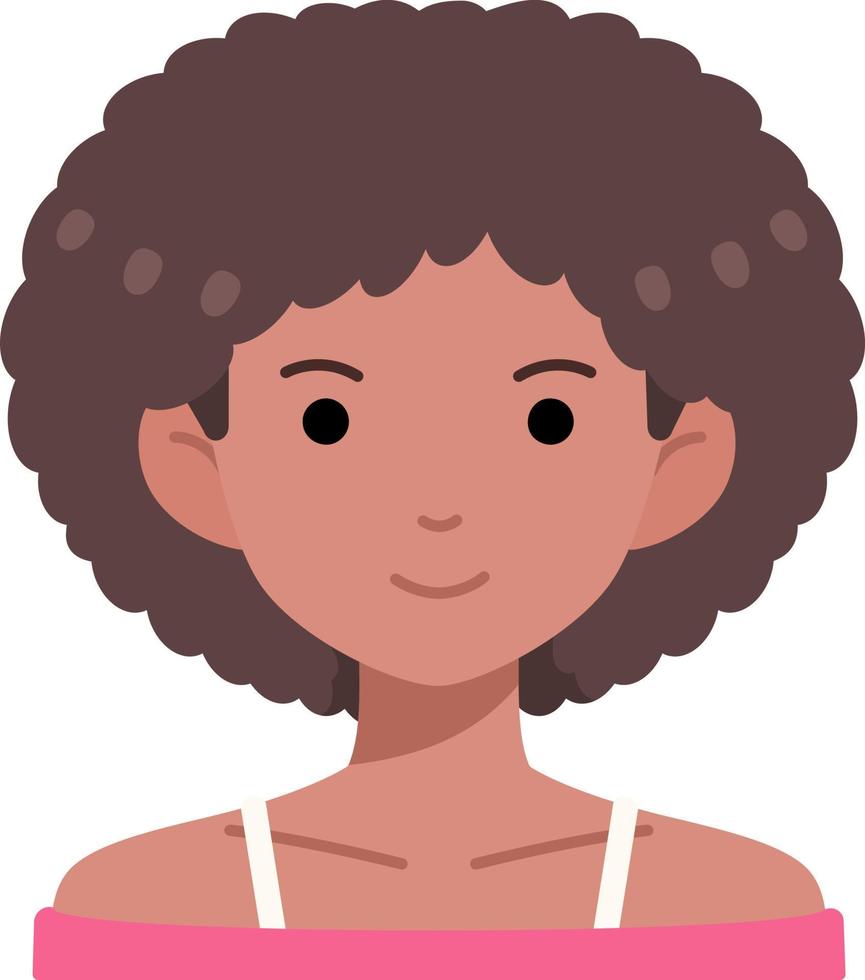 vrouw meisje avatar gebruiker persoon bob haar- zwart huid vlak stijl vector