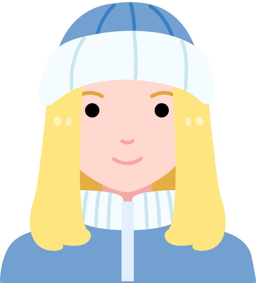 vrouw meisje avatar gebruiker persoon jas winter hoed schattig vlak stijl vector