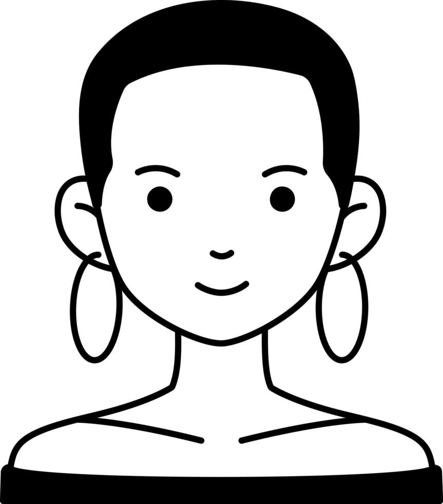 vrouw meisje avatar gebruiker persoon kort haar- zwart huid semi solide transparant vector