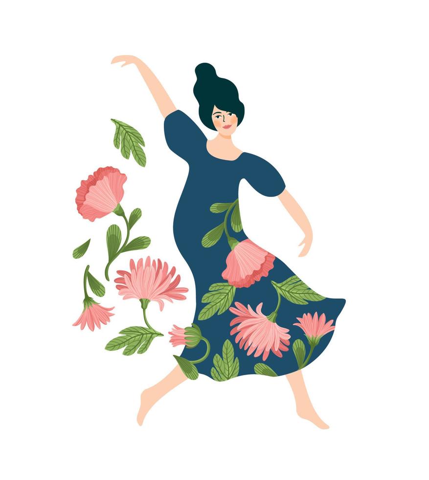 vector geïsoleerd illustratie van schattig dansen vrouw. blij Dames s dag concept voor kaart, poster, banier en andere gebruik