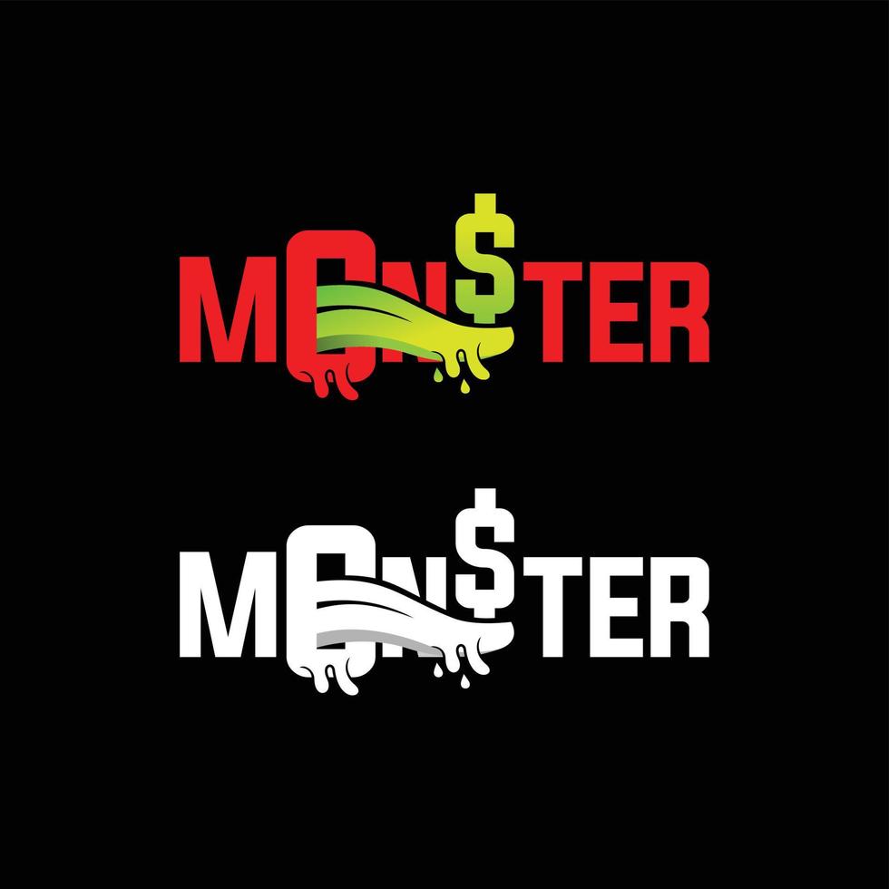 monster belettering ontwerp concept met dollar teken squish concept vector