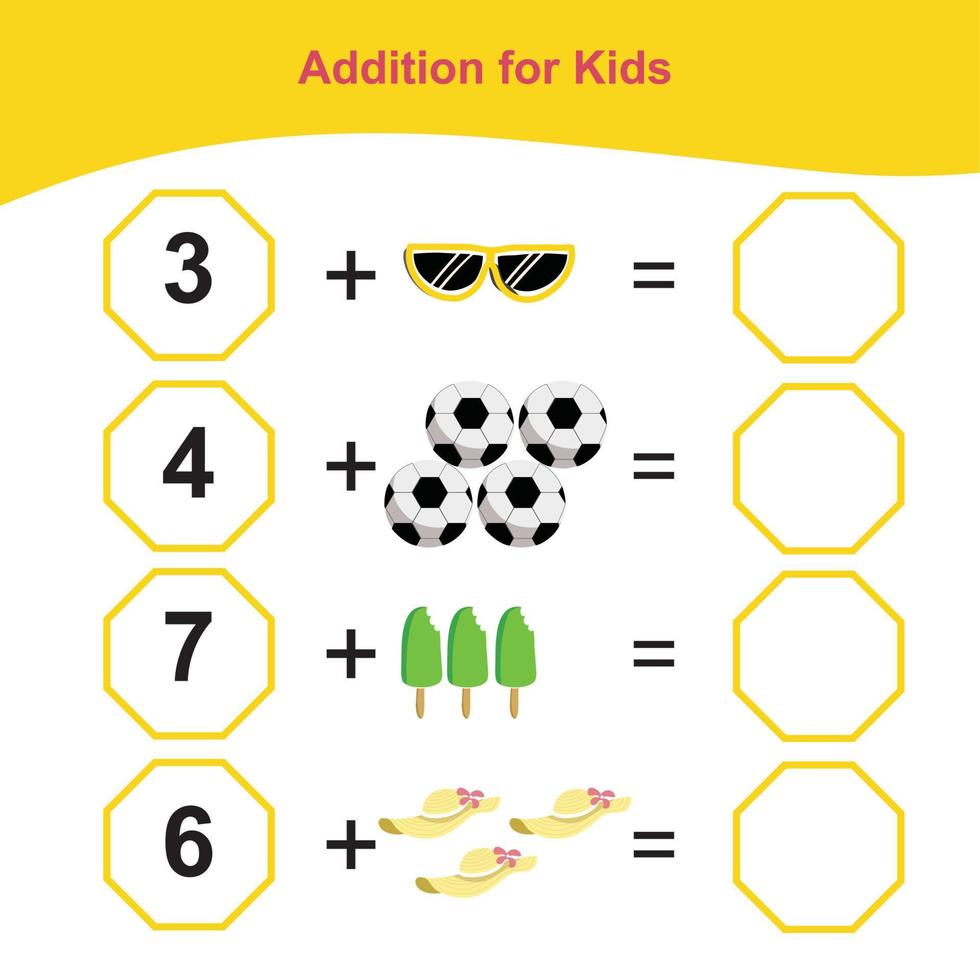 tellen zomer items voor peuter. afdrukbare wiskunde werkblad. wiskunde spel voor peuter. vector het dossier.