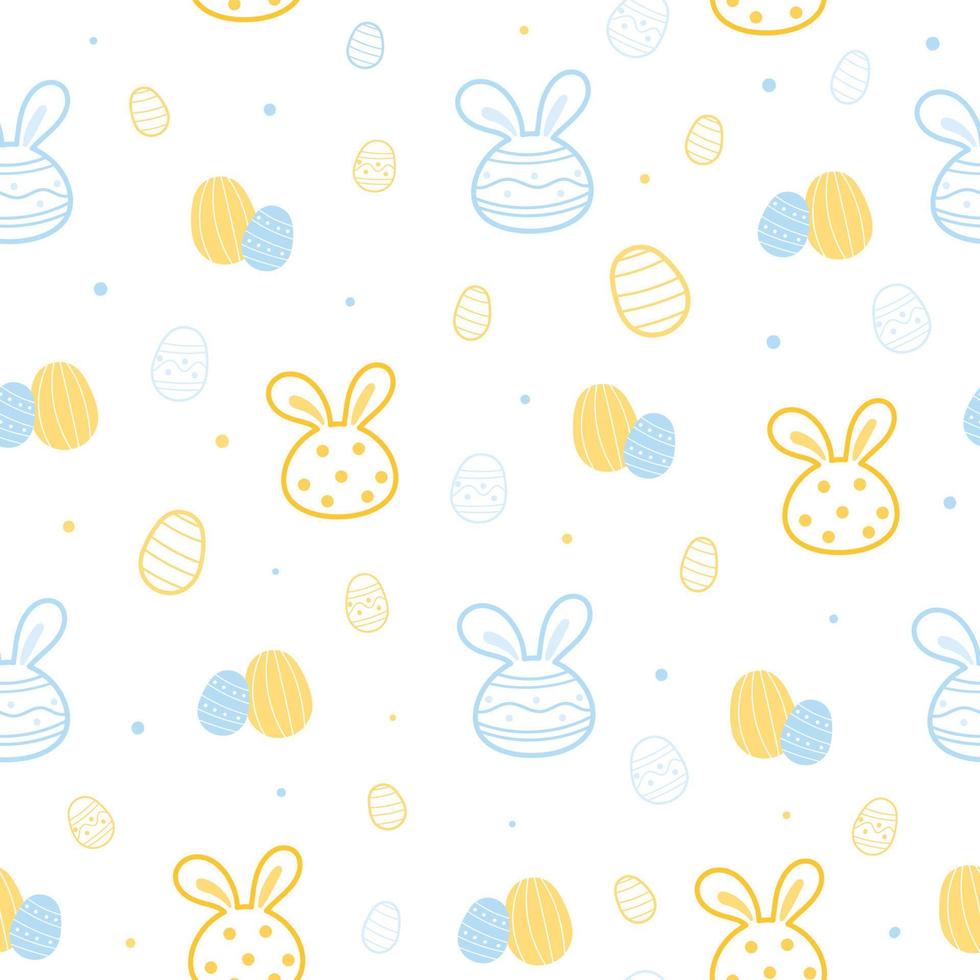 schattig Pasen naadloos patroon met konijn en eieren Aan wit achtergrond. vector