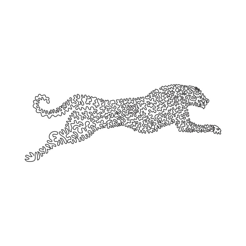 single gekruld een lijn tekening abstract kunst. Jachtluipaard is snelste zoogdier. doorlopend lijn trek grafisch ontwerp vector illustratie van woest Jachtluipaard voor icoon, symbool, bedrijf logo, poster muur decor