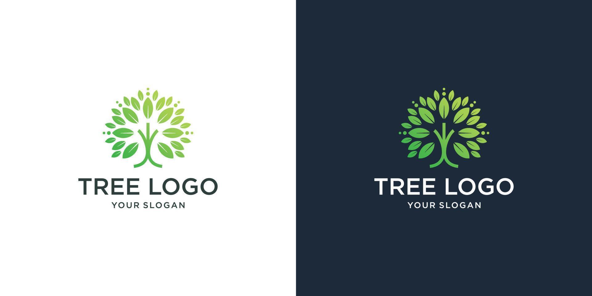 boom logo icoon sjabloon ontwerp. ronde tuin fabriek natuurlijk lijn symbool. blad helling modern kleur. vector