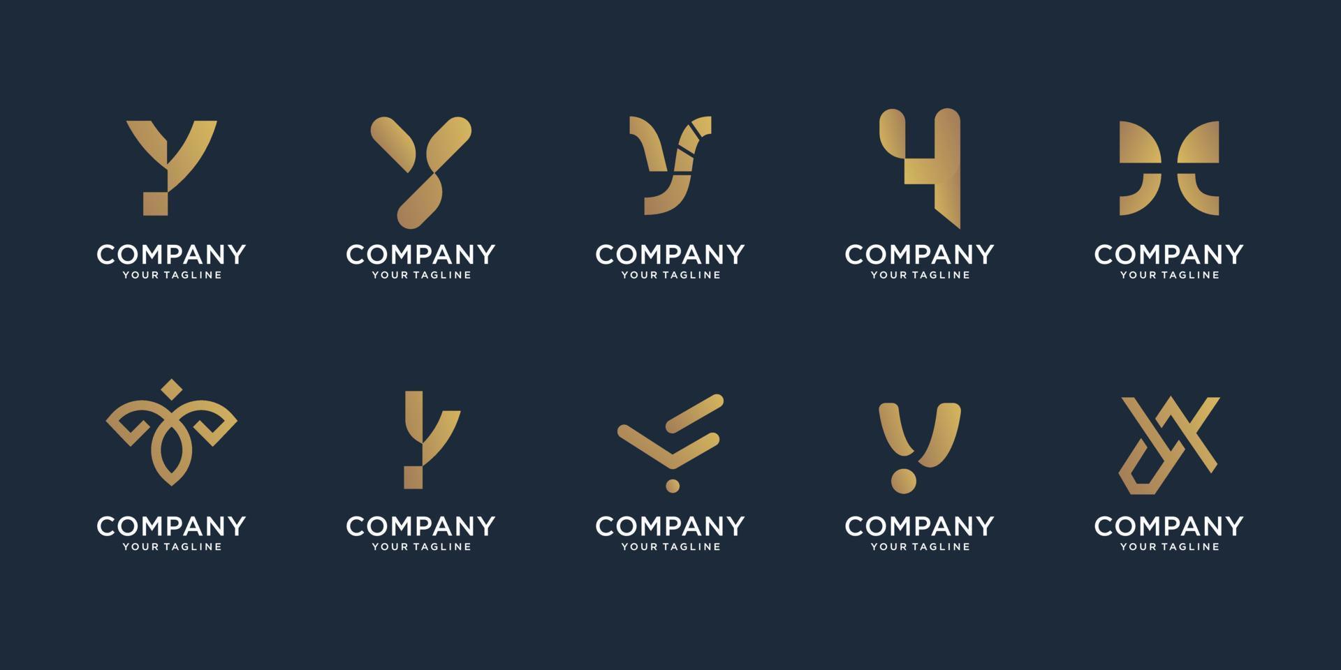 reeks van abstract y logo ontwerp. icoon reeks brief y mega bundel voor bedrijf van bedrijf. vector