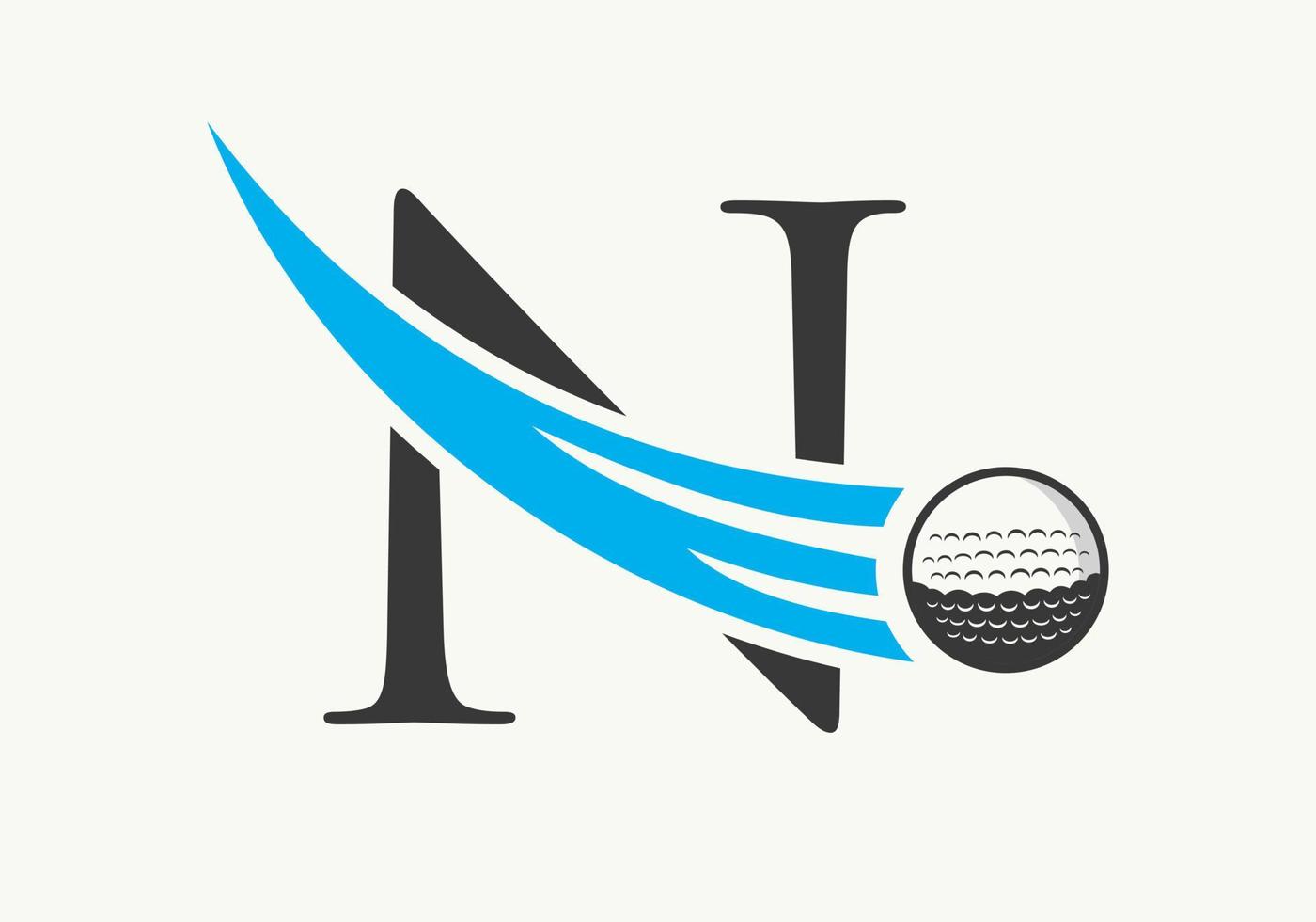 brief n golf logo ontwerp sjabloon. hockey sport academie teken, club symbool vector