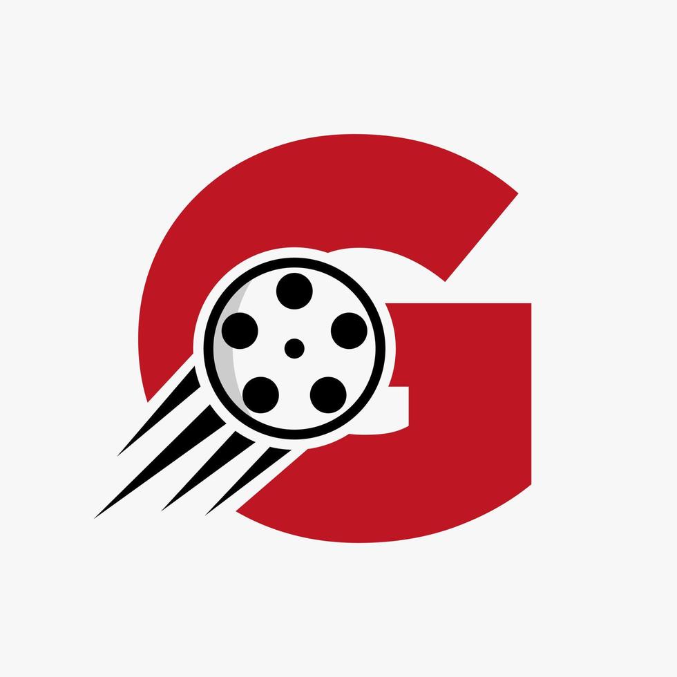 brief g film logo concept met film haspel voor media teken, film regisseur symbool vector sjabloon