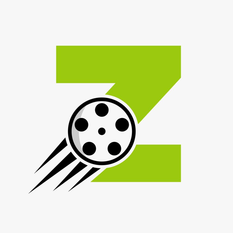 brief z film logo concept met film haspel voor media teken, film regisseur symbool vector sjabloon