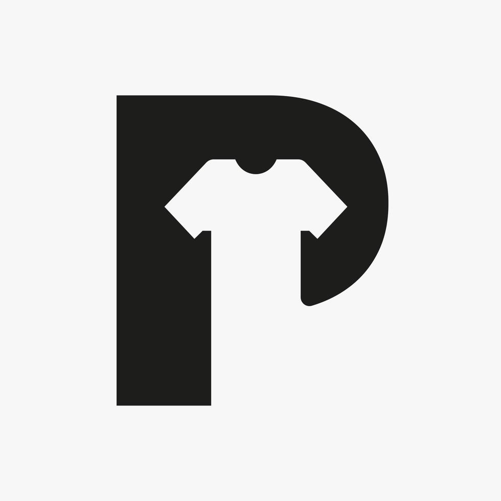 brief p logo concept met t overhemd vector sjabloon voor kledingstukken en kleding mode teken