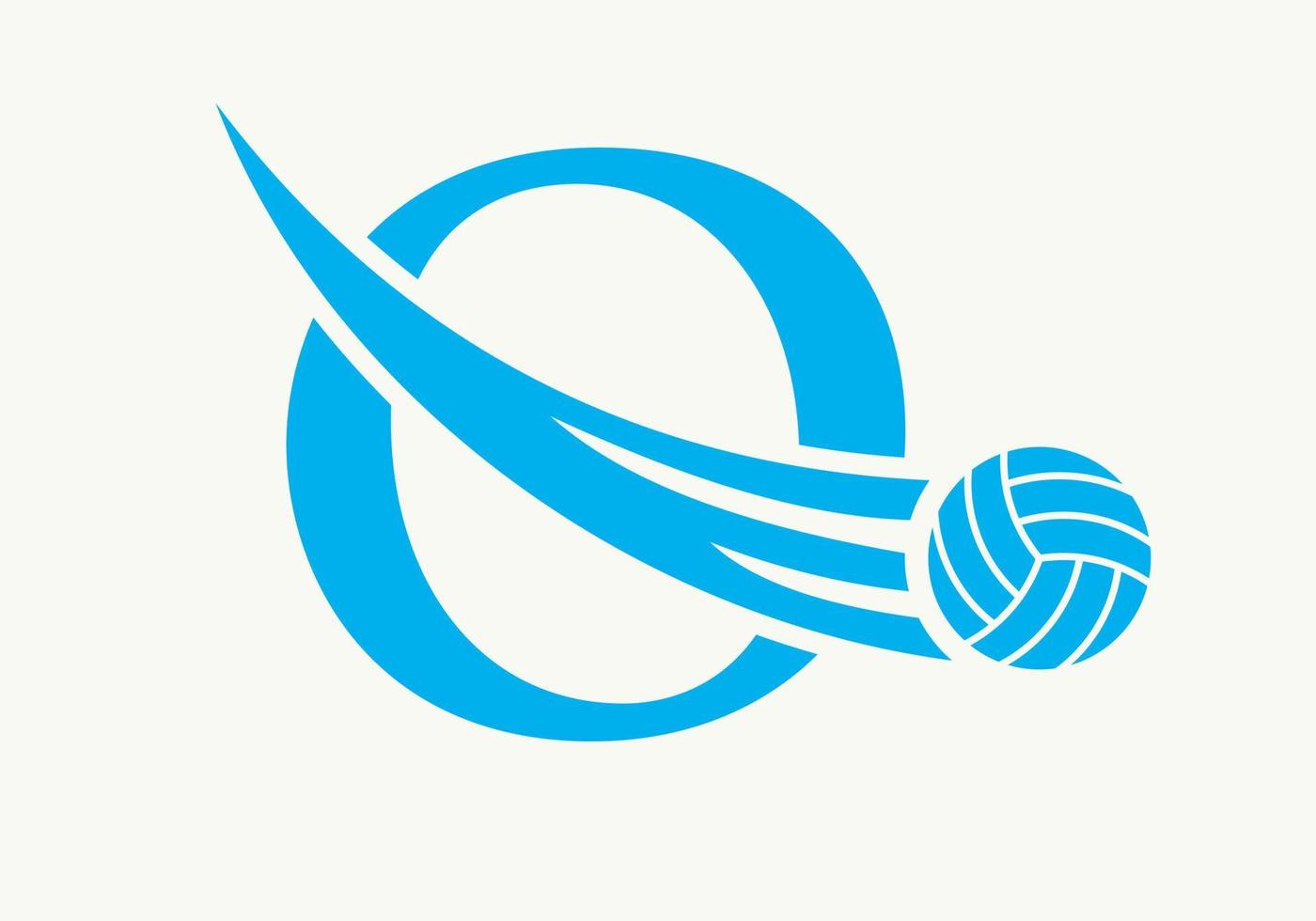 brief O volleybal logo ontwerp teken. volleybal sport- logotype symbool vector sjabloon