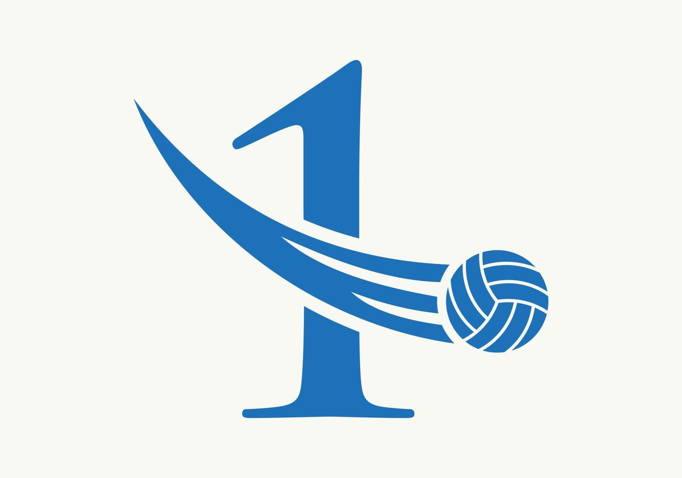 brief 1 volleybal logo ontwerp teken. volleybal sport- logotype symbool vector sjabloon