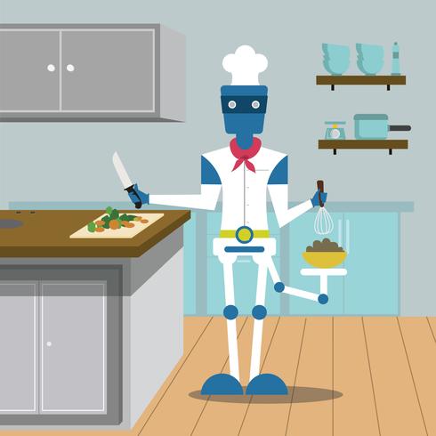 Een robotchef-kok vector