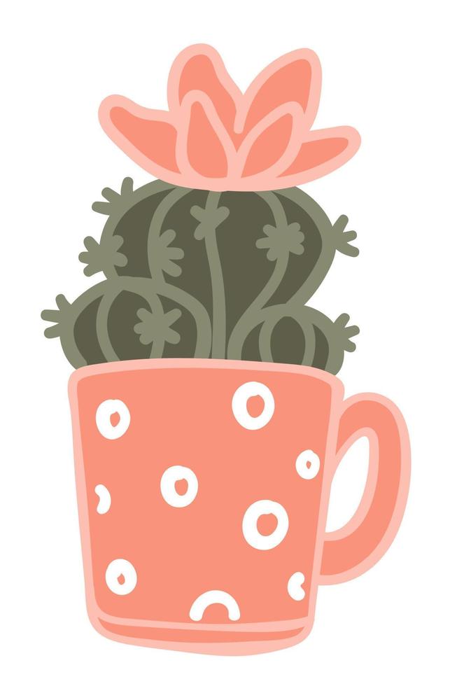 bloeiend cactus groeit in kop met omgaan met vector