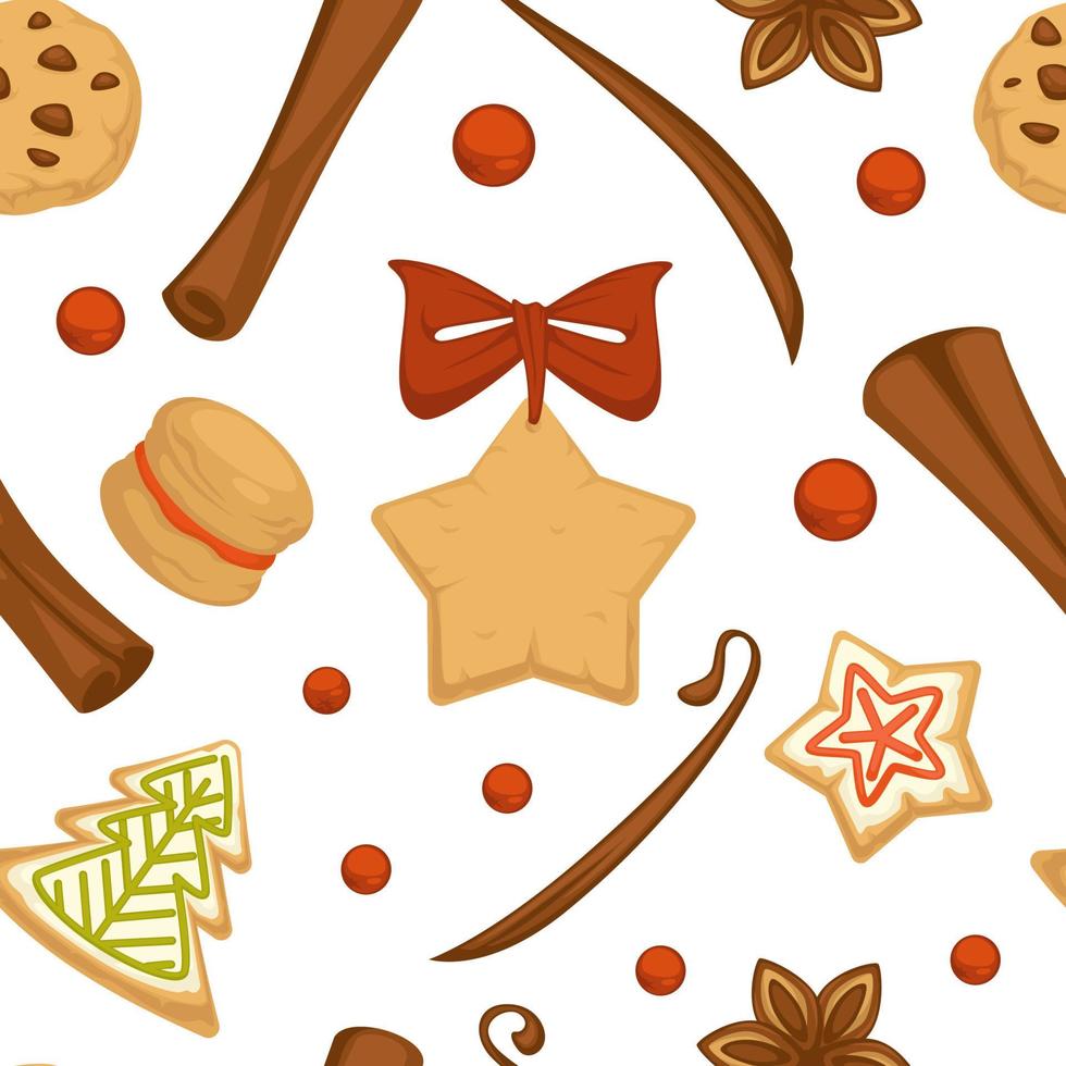 Kerstmis peperkoek koekjes met kaneel patroon vector