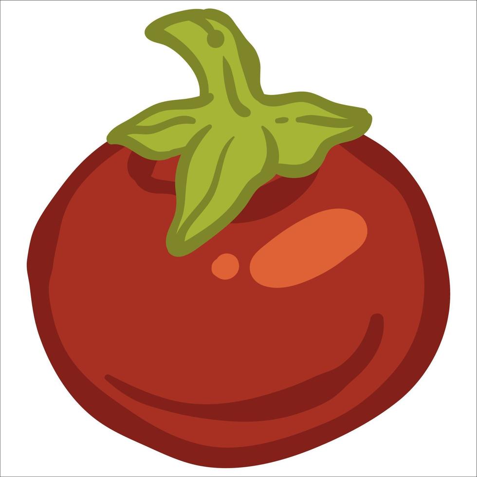 rijp tomaat met groen blad, gezond groente vector