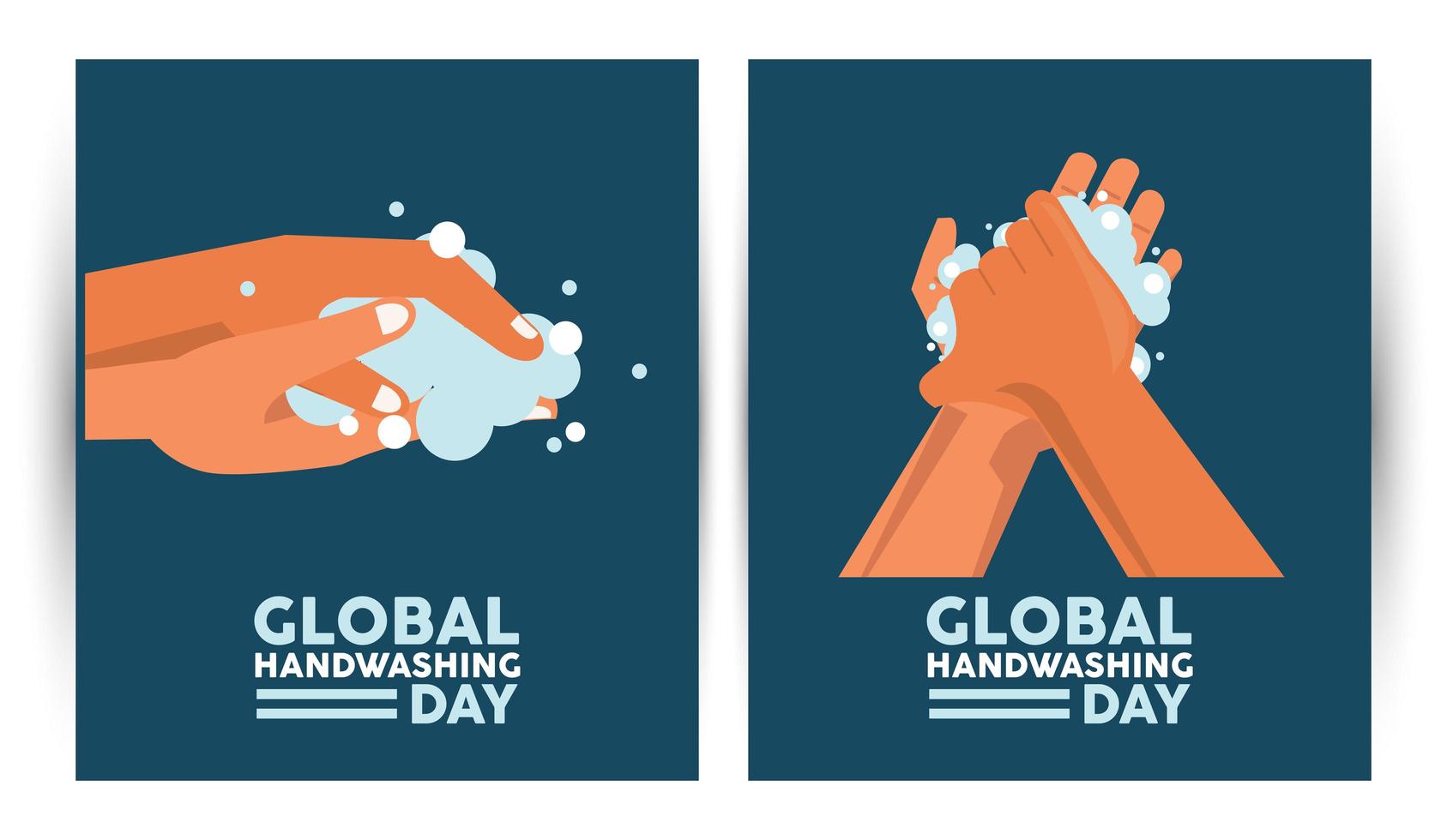 wereldwijde handwasdag belettering met handen wassen vector