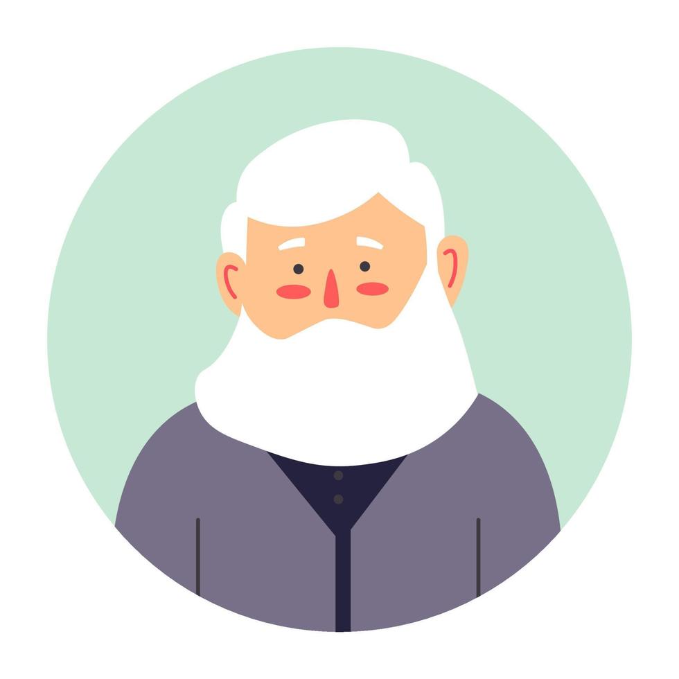 opa portret, senior mannetje karakter met baard vector