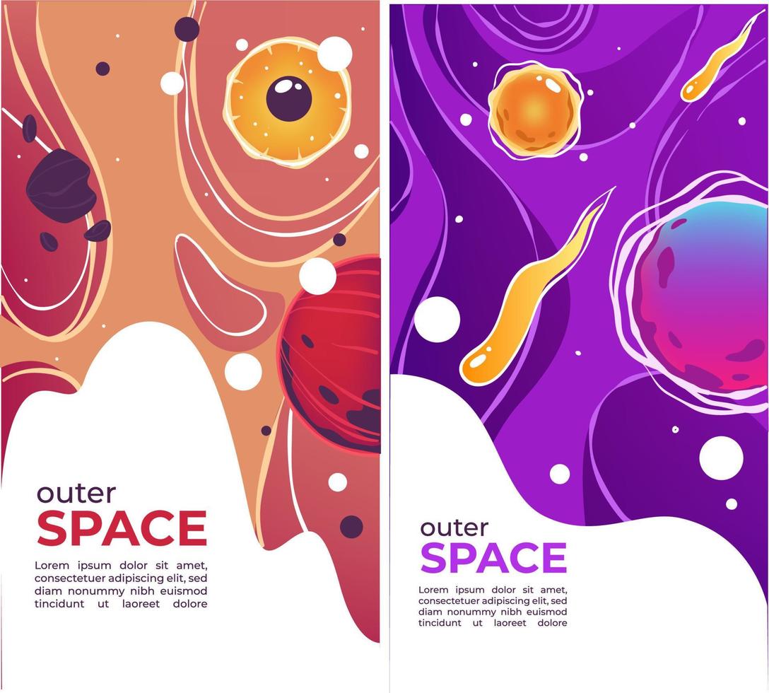 buitenste ruimte planeten en zonne- fakkels, universum en kometen vector