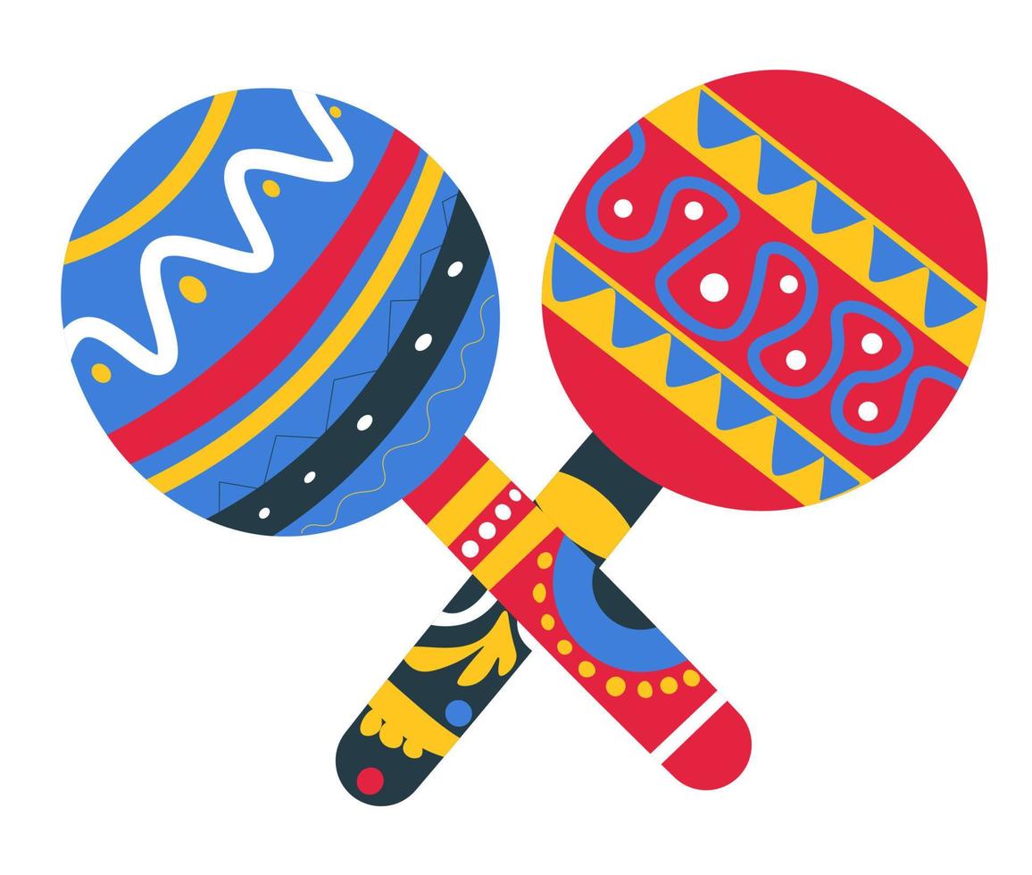 Mexicaans musical instrument met ornamenten, maracas souvenir vector