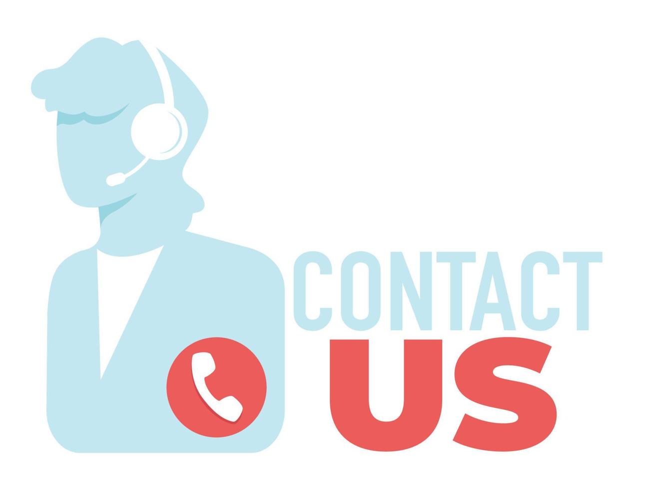 contact ons, helpdesk met exploitant, telefoontje centrum banier vector