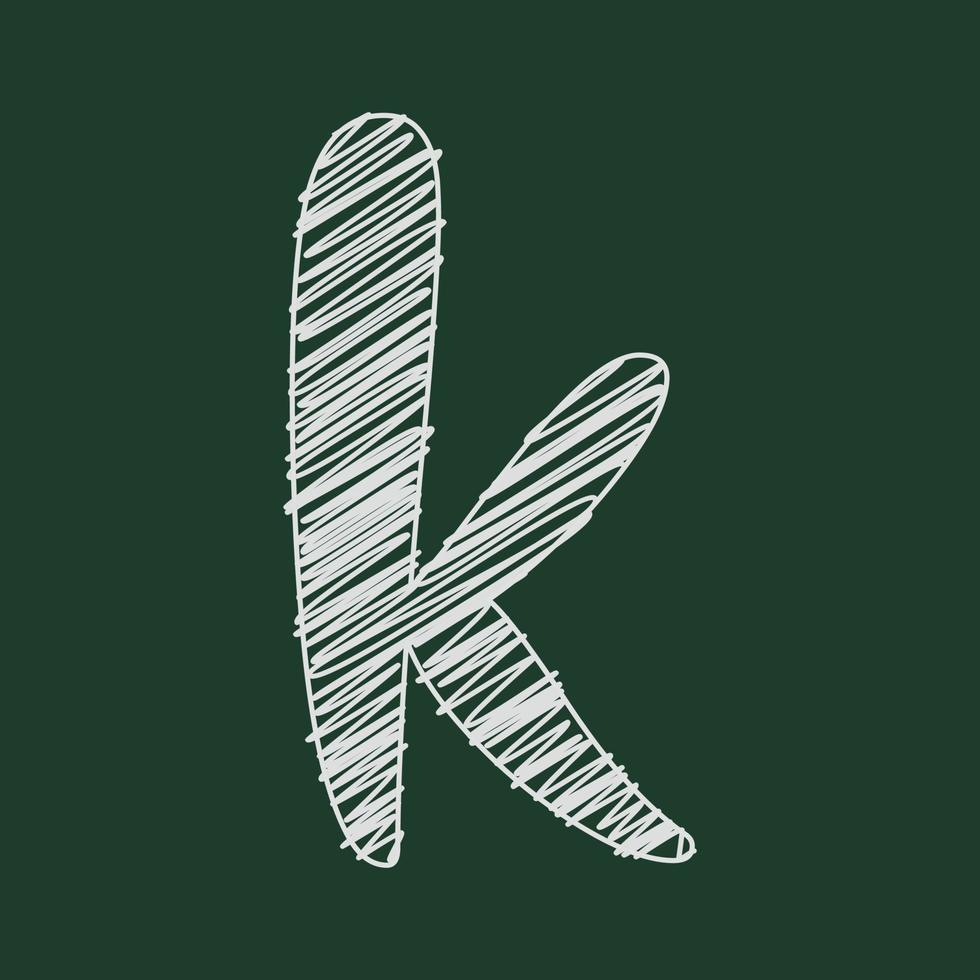 krijt stijl 3d illustratie van klein brief k vector