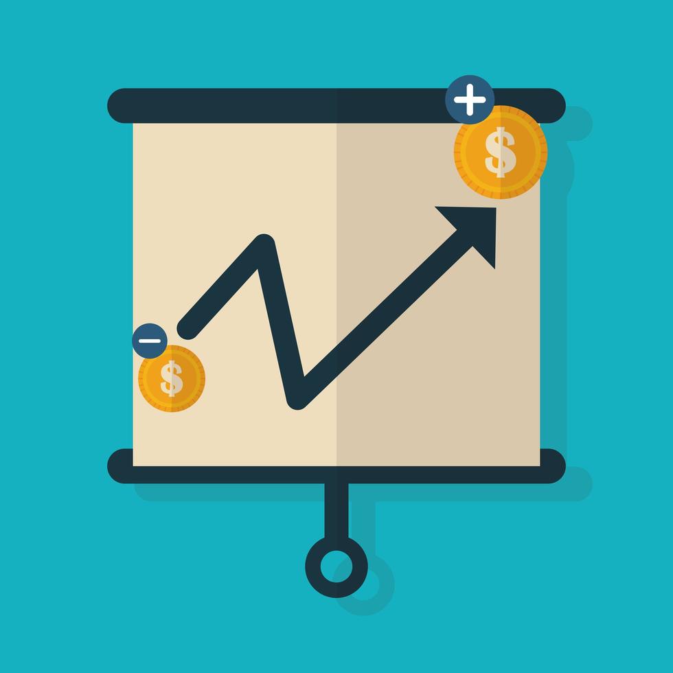 board presentatie grafiek, financieel concept plat ontwerp vector