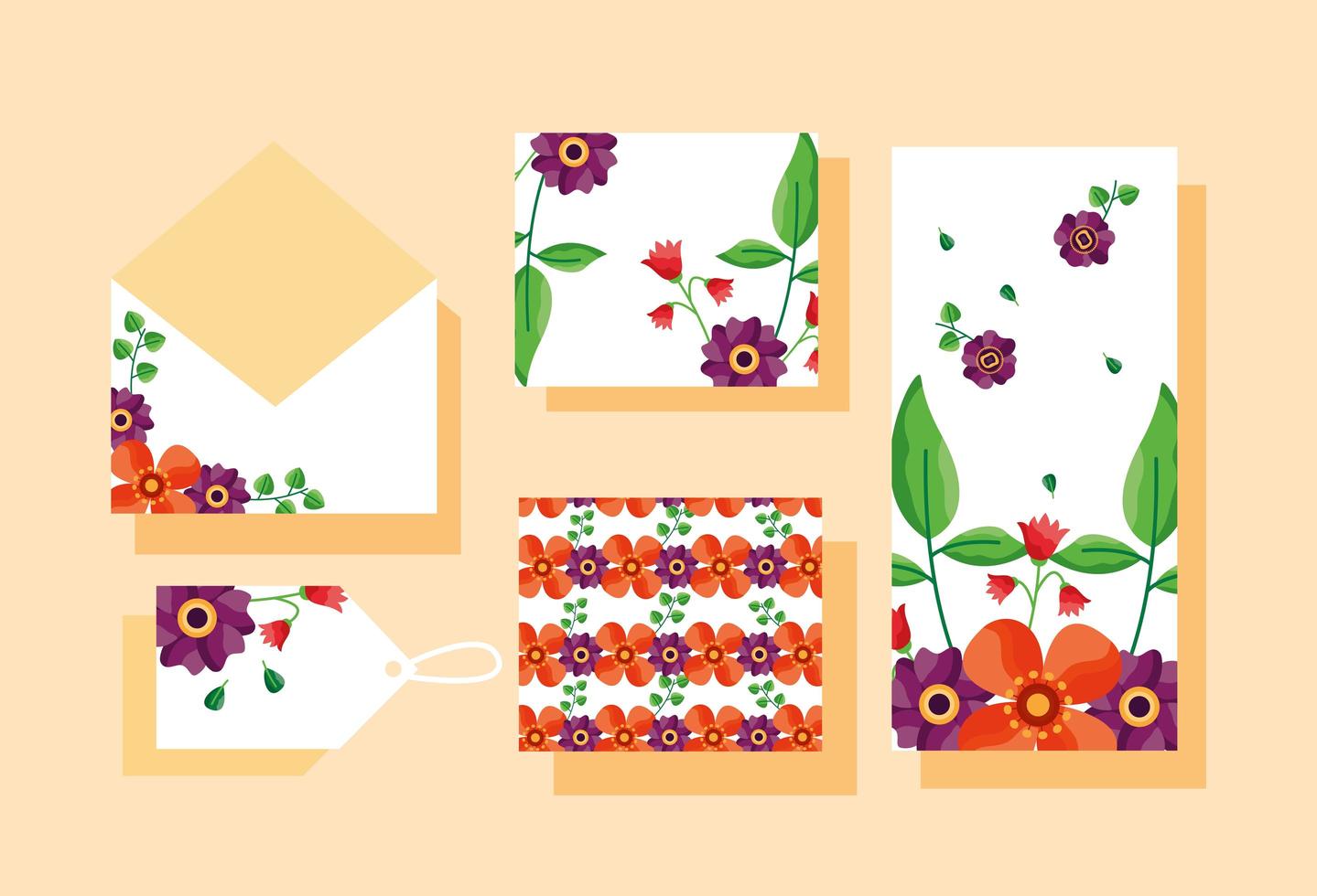 bewaar de datum bloemen bruiloft set vector