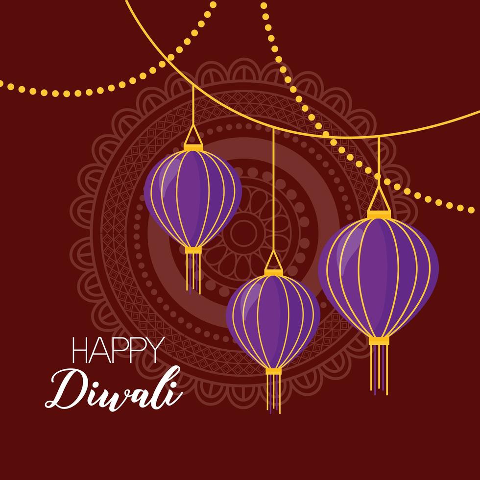 gelukkig diwali festival poster plat ontwerp vector