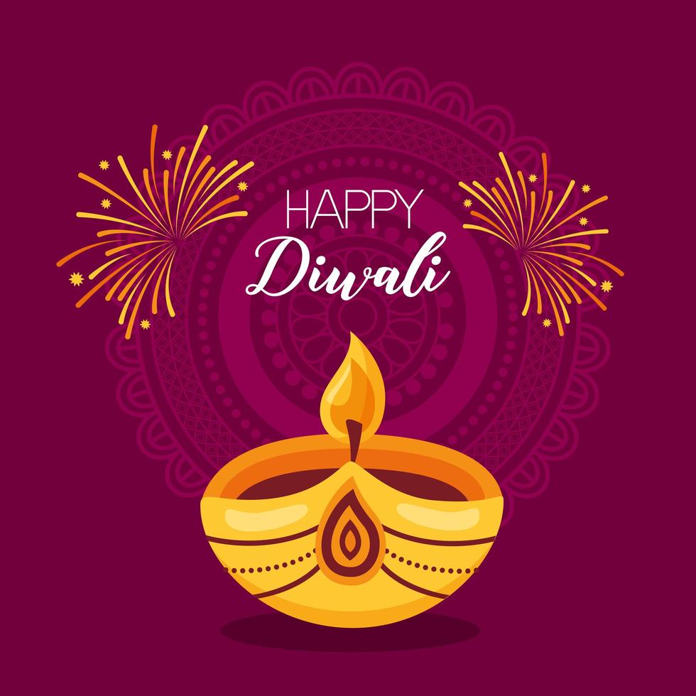 gelukkig diwali festival poster plat ontwerp vector