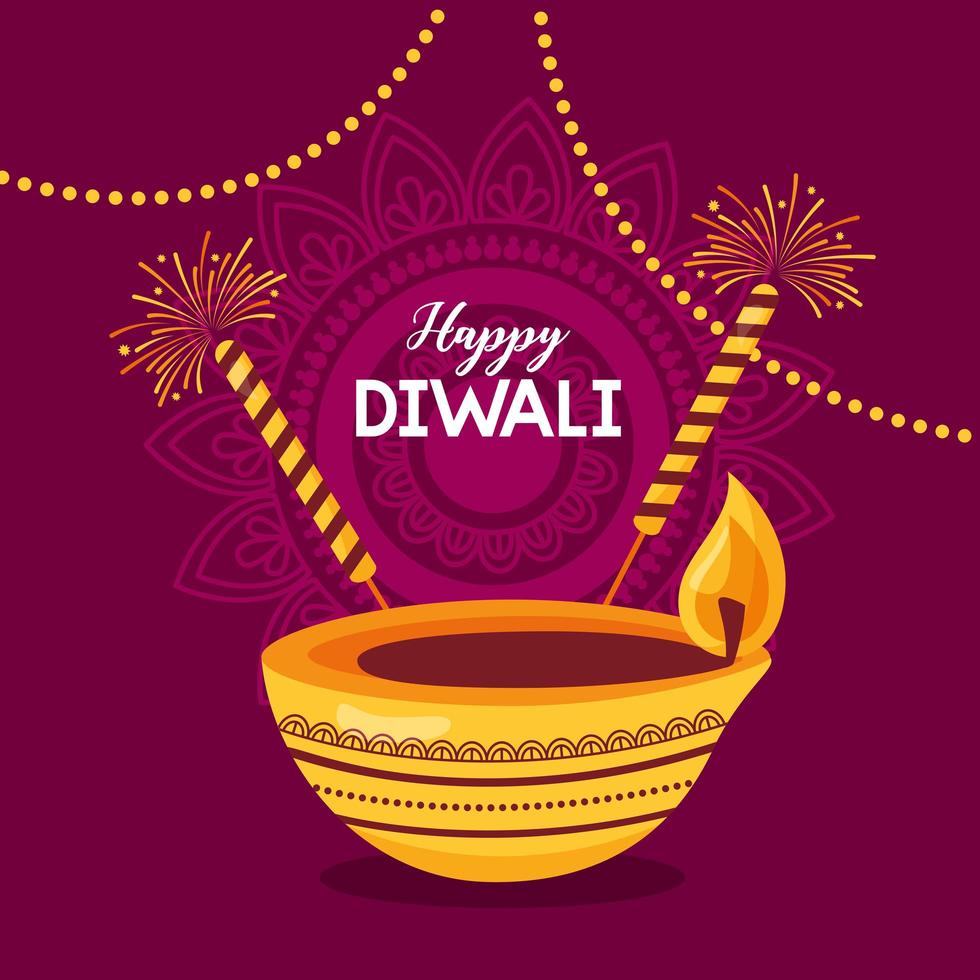 gelukkig diwali festival poster plat ontwerp vector