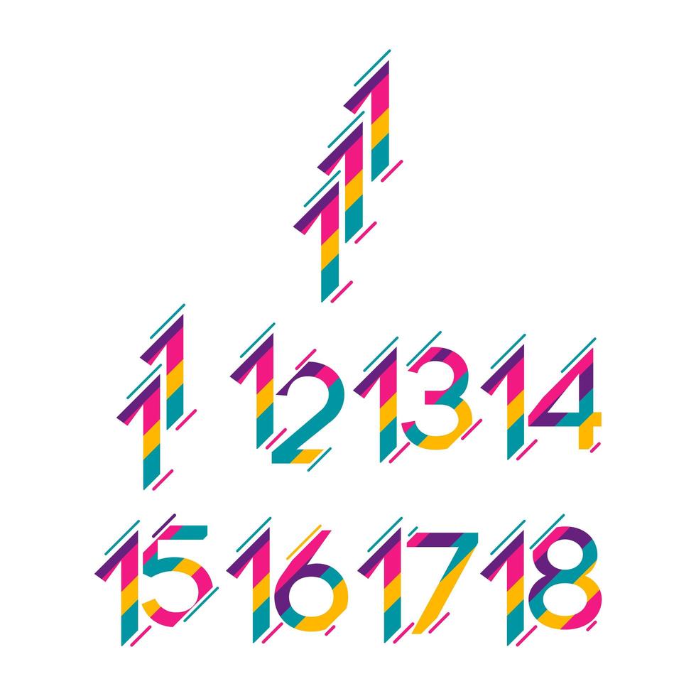 jubileumjaarnummers, volledige kleurset vector