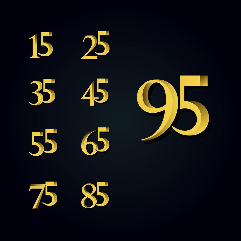 95 jaar verjaardag gouden nummer vector sjabloon ontwerp illustratie